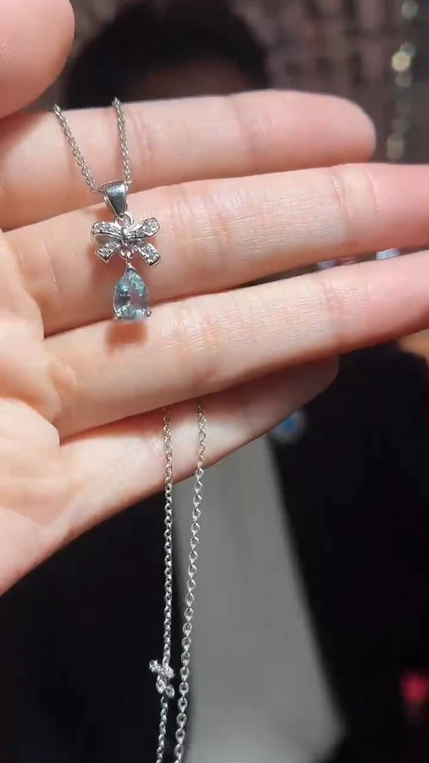 银S925镶嵌颈饰海蓝宝石（扎德严选）