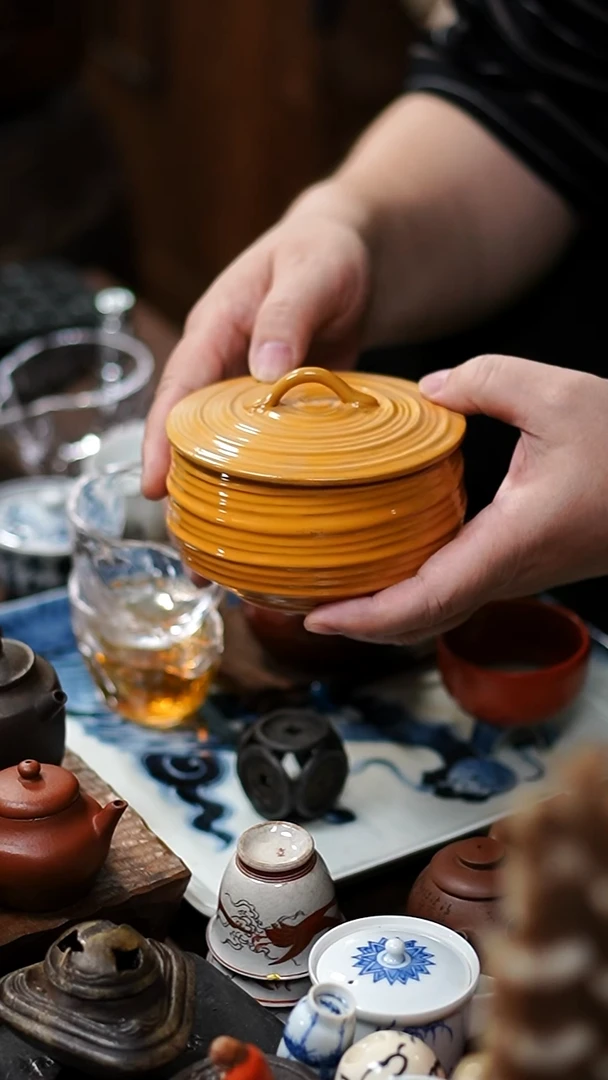 闪购12号 茶罐黄色功夫茶道具