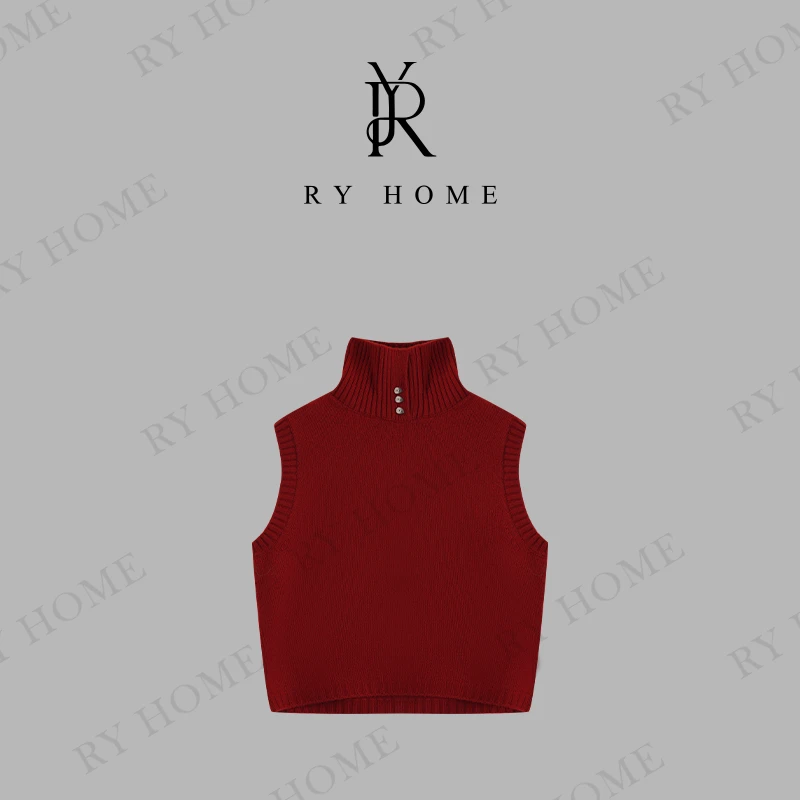 【容雨RYHOME】100%绵羊毛~无袖高领叠穿毛织背心243M2803