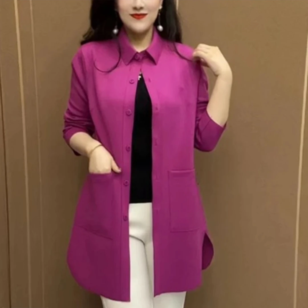 2025春秋新款宽松显瘦高端纯色风衣中年妈妈洋气女中长款大码外套