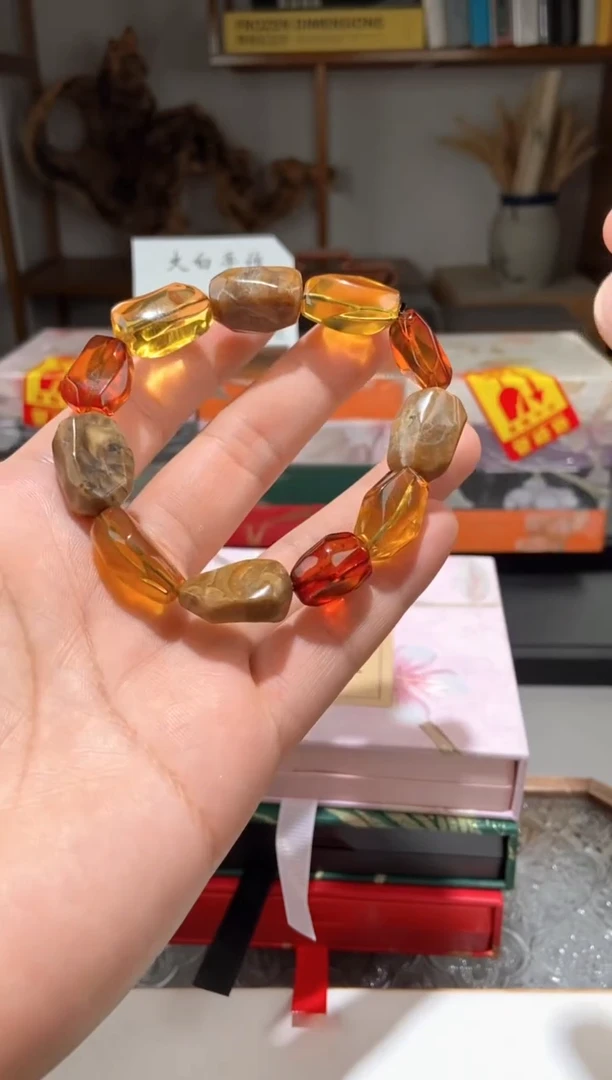 琥珀颈饰未镶嵌多宝随形手串