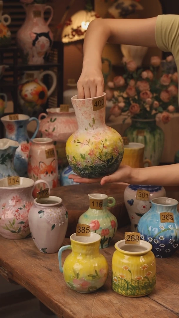 陶瓷400景德镇设计师手作花器摆件侘寂风