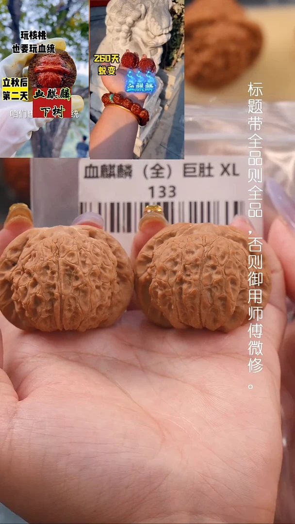 文玩核桃把件44血麒麟狮子头（全品巨肚）