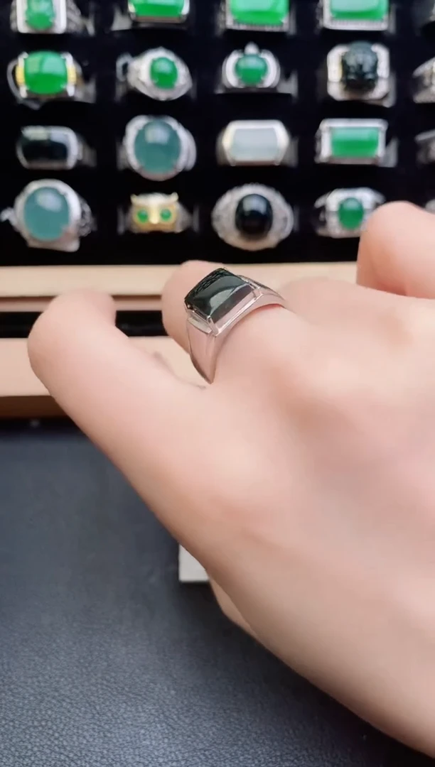 翡翠戒指银S925镶嵌1212121