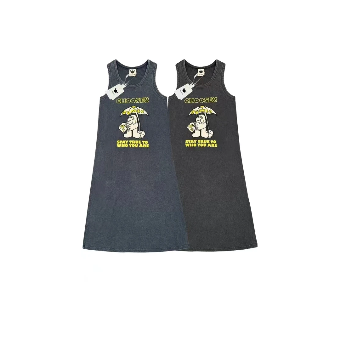 纸袋家牛牛系列夏季「炒雪花卡通背心裙」P0331印花刺绣汗布连衣裙