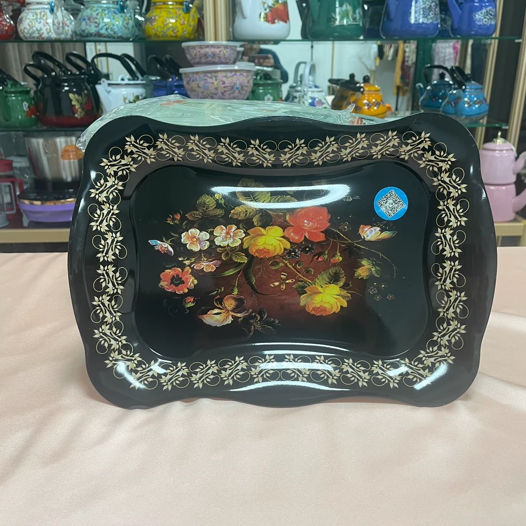 PAWAN新疆民族风 欧式水果盘方形家用托盘复古36*25cm