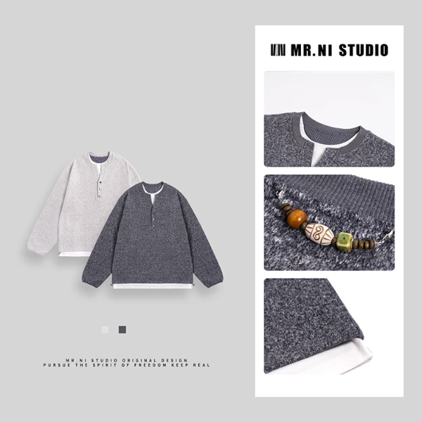 MR.NI/倪先生假两件套翻领毛衣