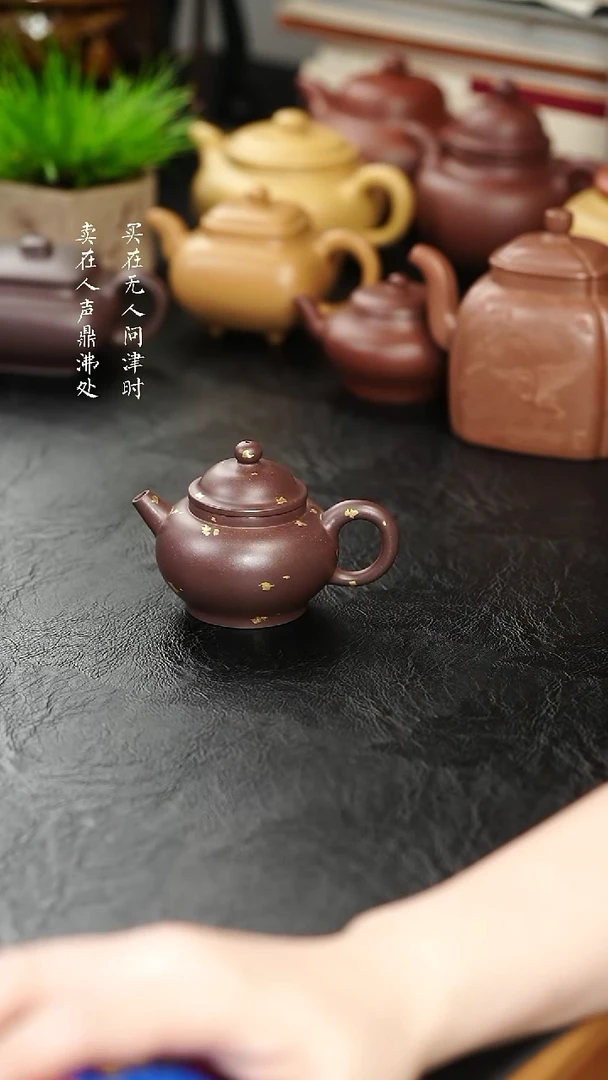 茶壶紫砂紫泥小巨轮洒金
