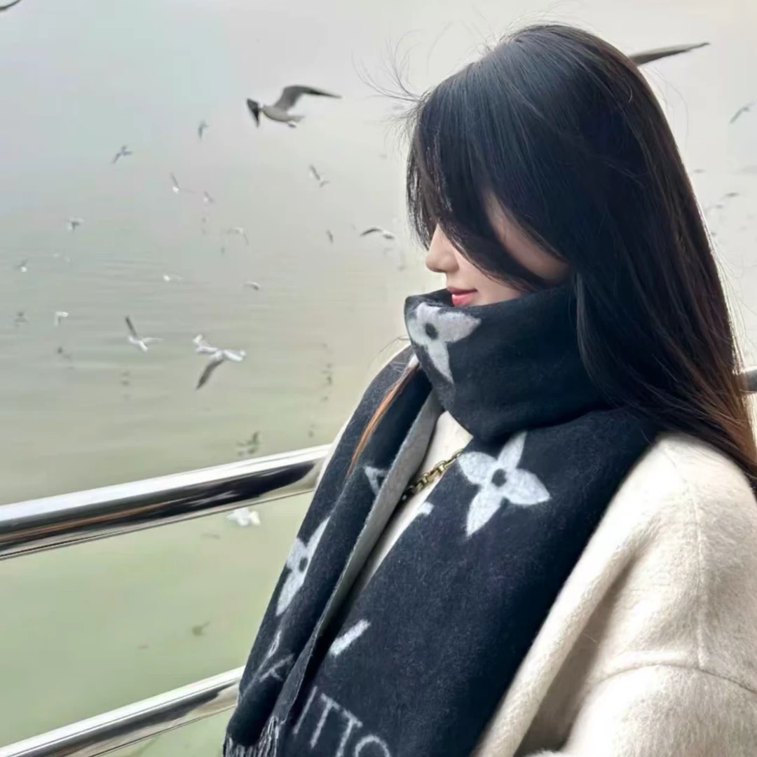 【中秋节专享】流苏 提花织纹 绒线围巾 男女同款情侣款