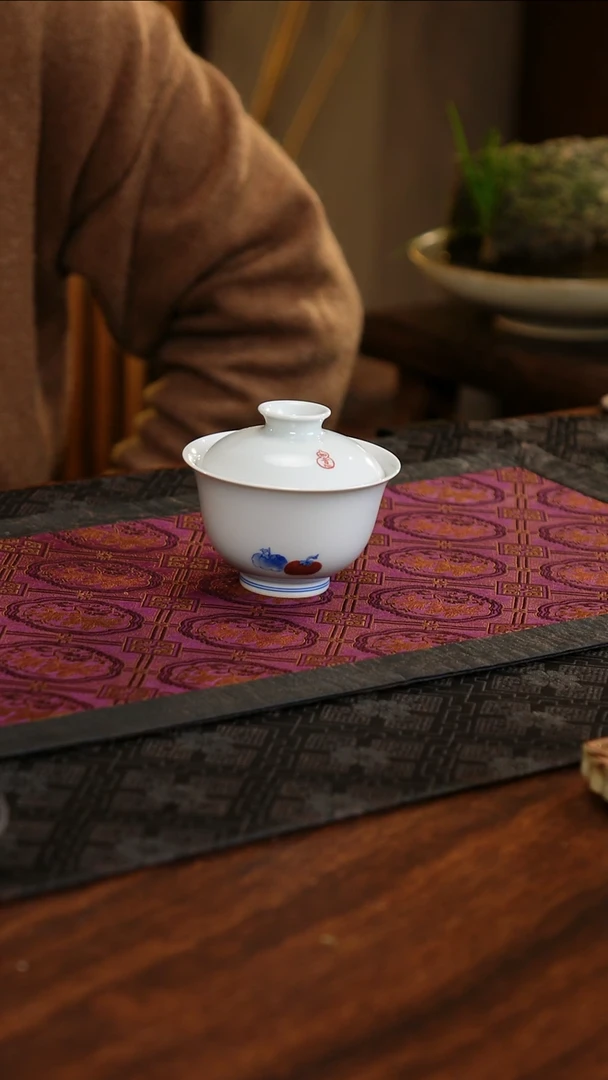 【闪购商品】杯子柿柿如意元宝盖碗