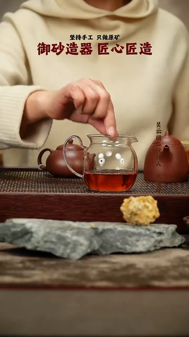 茶壶紫砂公道杯 透粉