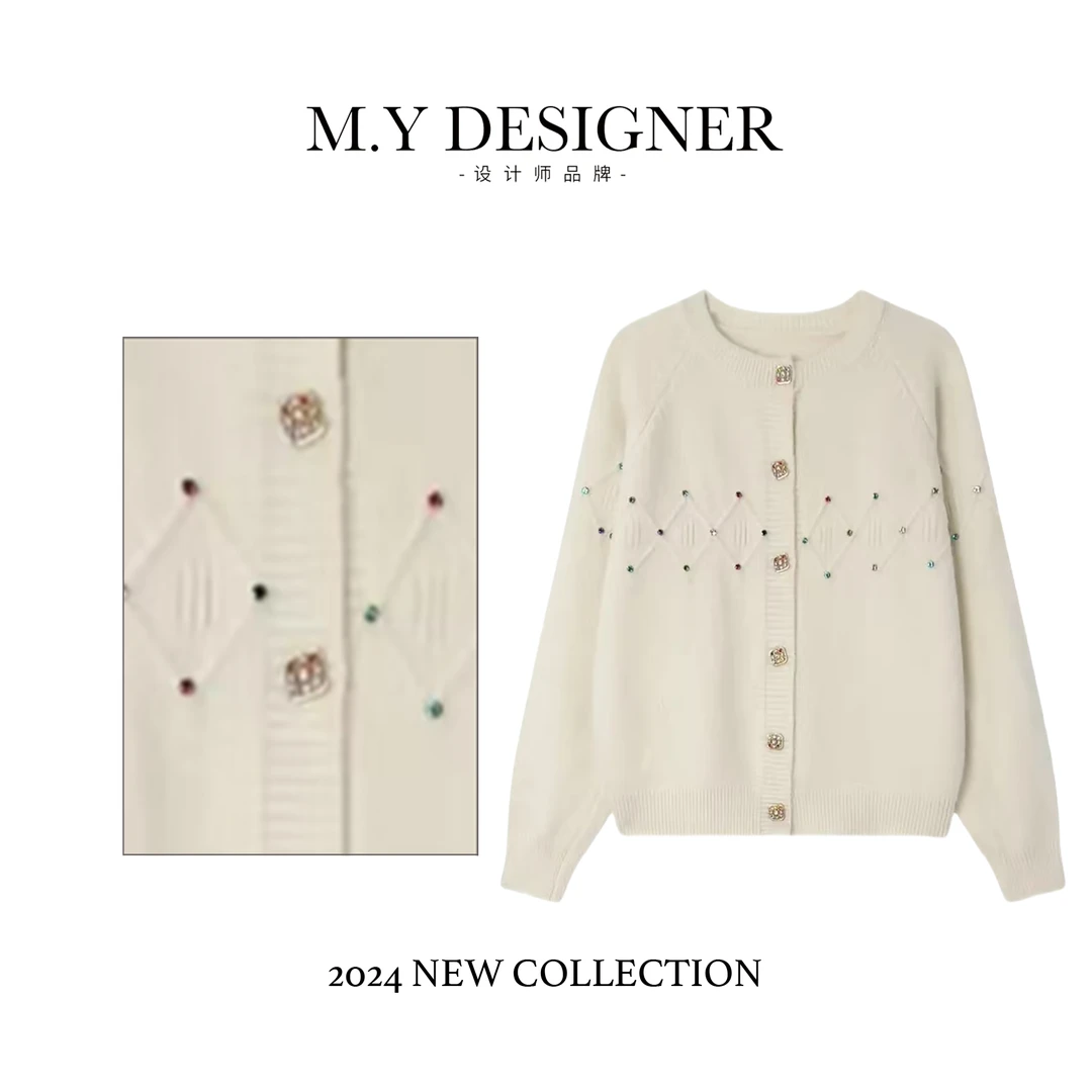 M.Y 媛总 鎏光重工彩钻秋冬时尚休闲百搭开衫针织衫4486-24205