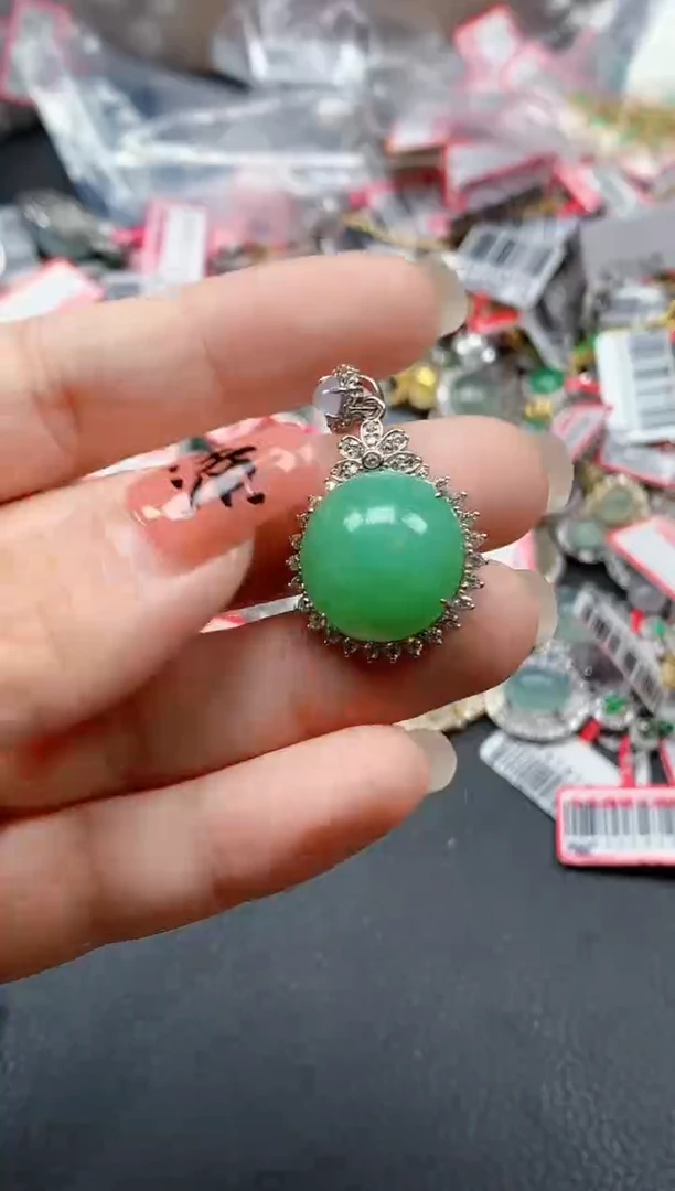 银S925镶嵌戒指翡翠天然A货缅甸翡翠