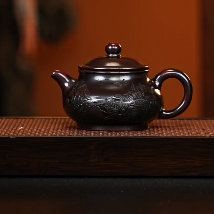 宜兴紫砂 潘壶 龙山古乌泥 范传梅 h671