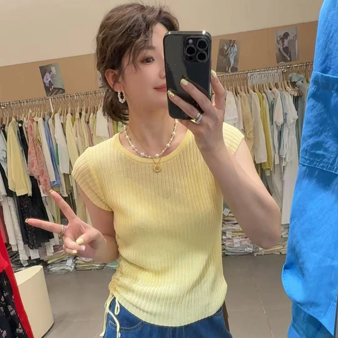【洋洋精选】2025夏季新款百搭显瘦时尚修身针织短袖上衣