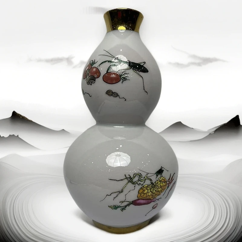 G17景德镇现代陶瓷釉上彩葫芦瓶