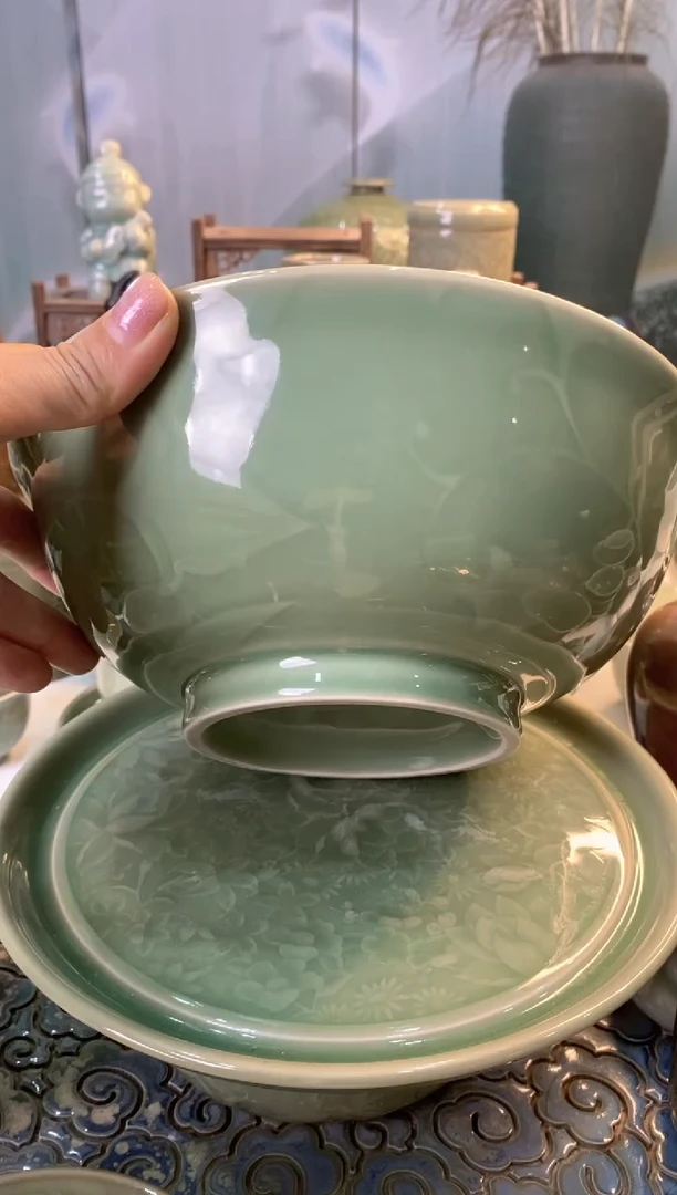 耀州窑微瑕 b000019微瑕8.3英寸玉兰碗1只