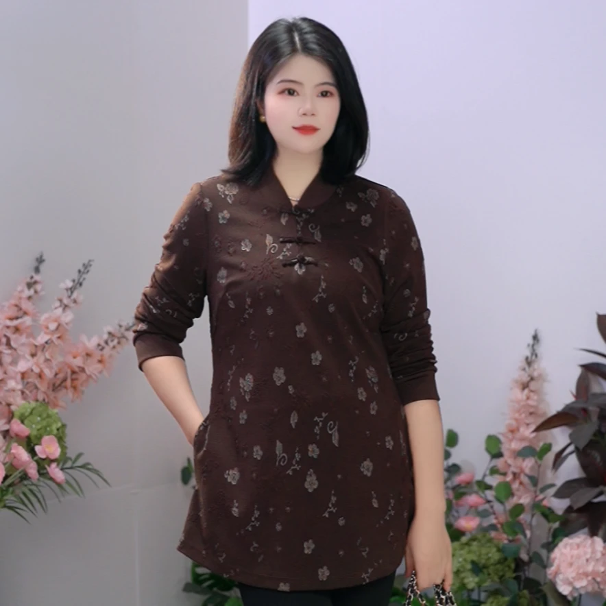 司缪【W5999】轻奢大码女装新中式盘扣休闲气质减龄设计国风上衣