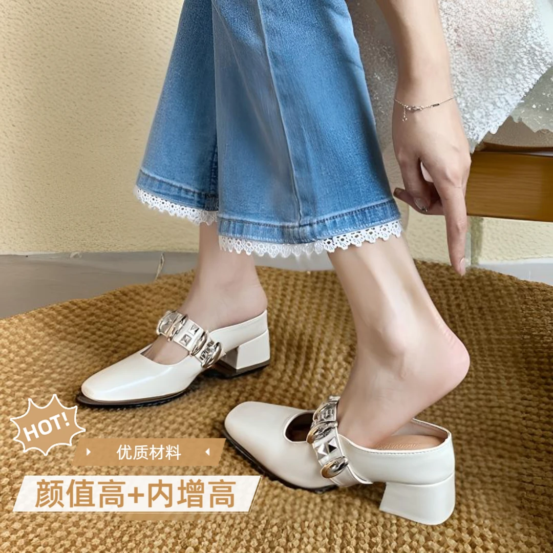 高跟鞋玛丽珍女鞋内增高新款水钻小个子小皮鞋浅口单鞋女百搭