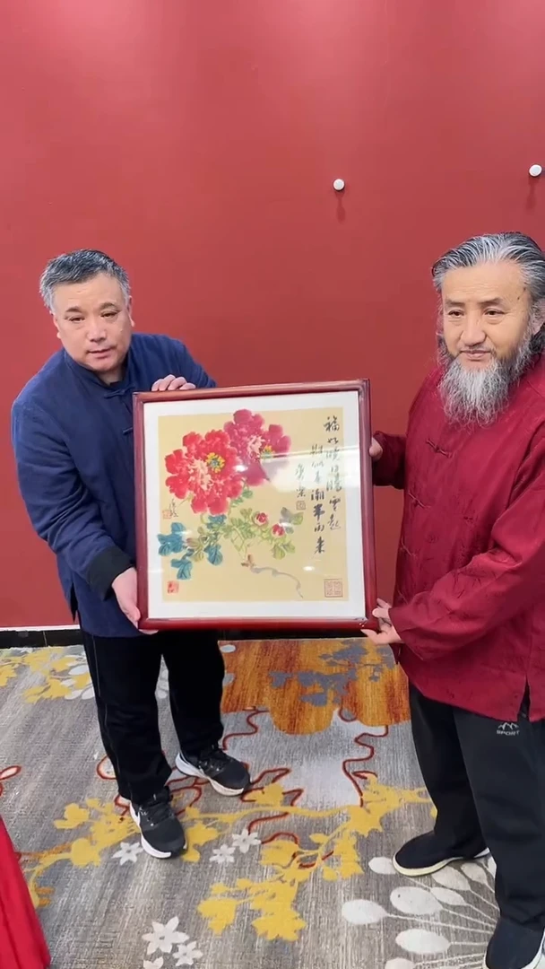 书法田双乐王继雄 合作牡丹卡纸