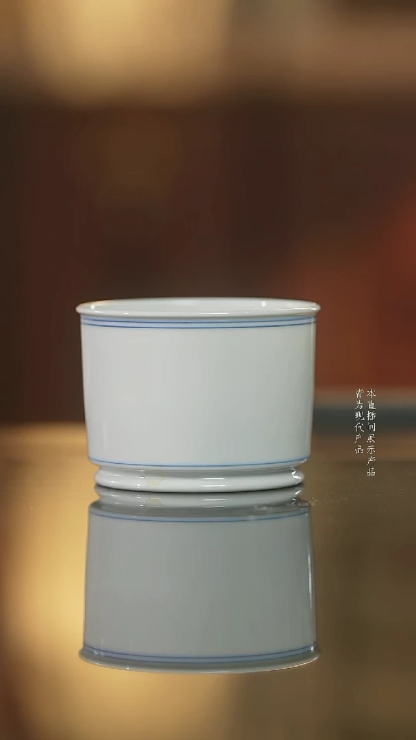 杯子陶瓷白胎双圈线融天杯