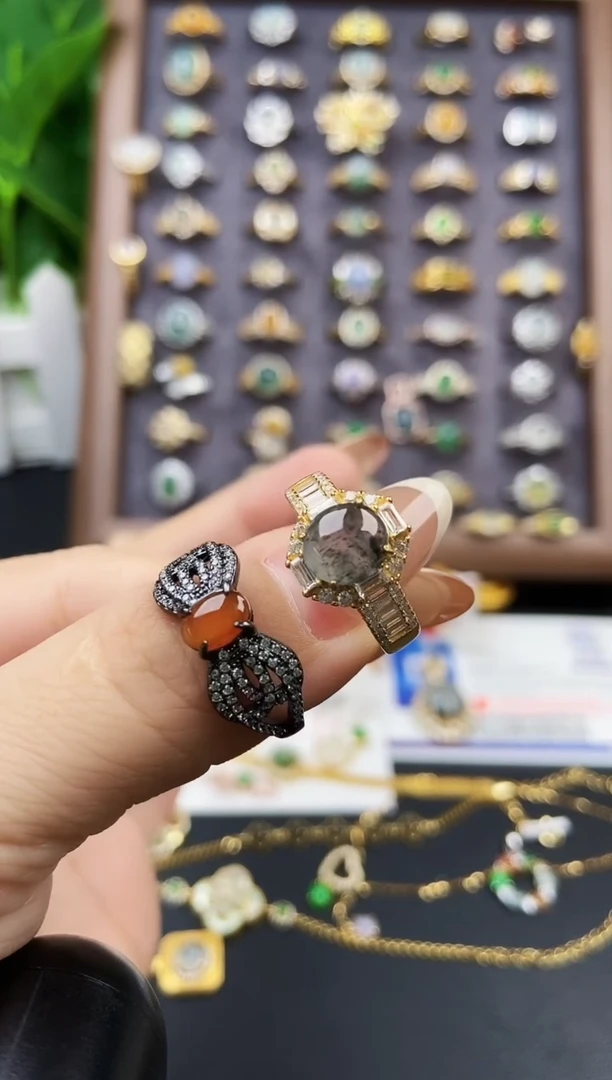 银S925镶嵌戒指翡翠V****）21