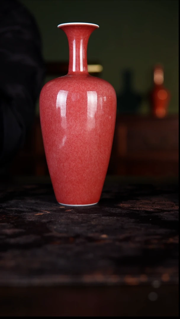 瓶白泥豇豆红纯手工陶瓷