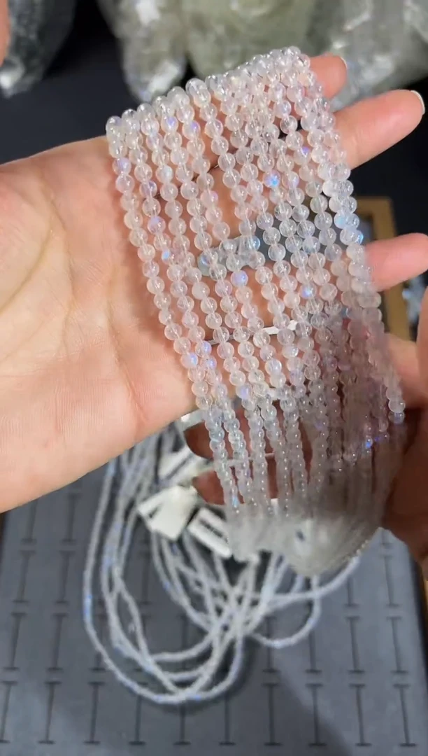 手链银S925镶嵌长石3.8mm马岛蓝月光3圈 默认微瑕