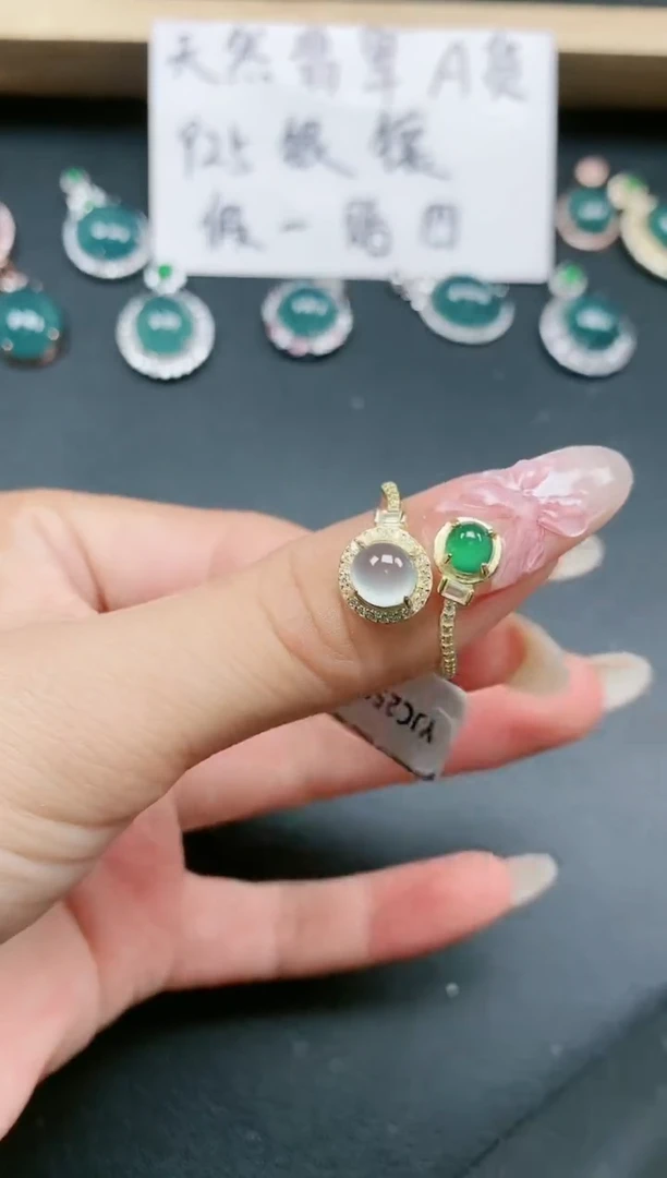 翡翠戒指银S925镶嵌11111