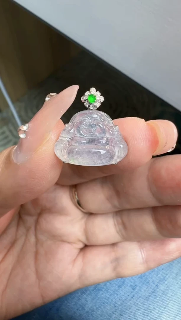 【闪购商品】翡翠颈饰18K金镶嵌缅甸翡翠A货挂件