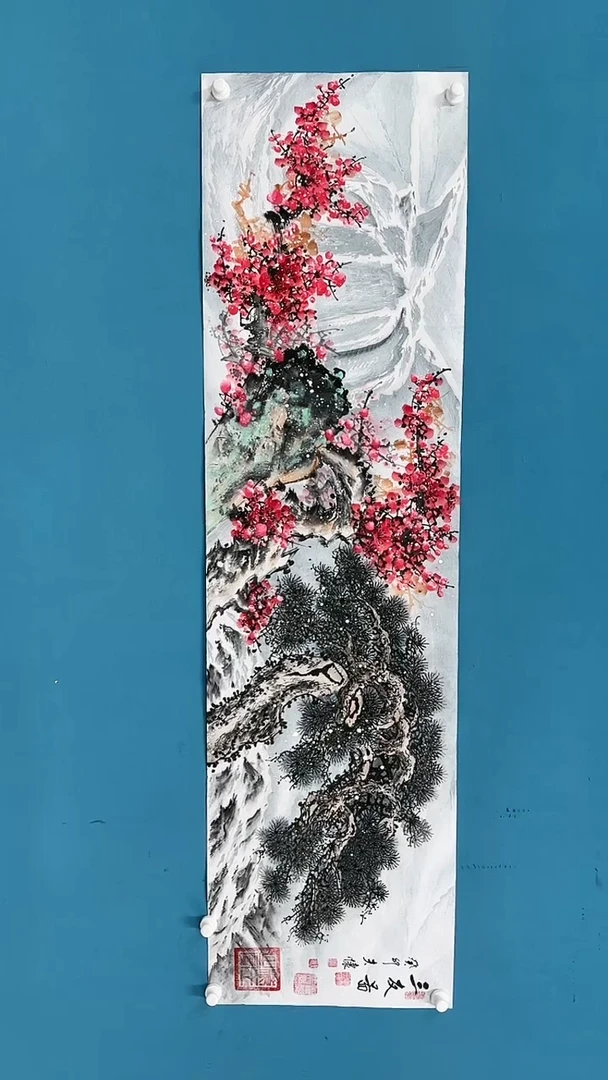 【闪购商品】国画1.25-王夫怀-六尺对开-岁寒三友