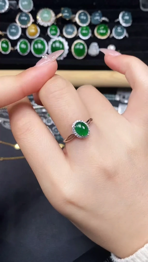 银S925镶嵌戒指翡翠543877