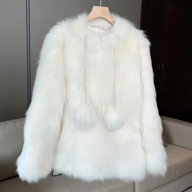 【奥珍专属】秋冬新款环保人造皮草外套保暖显瘦慵懒风AL10-1109