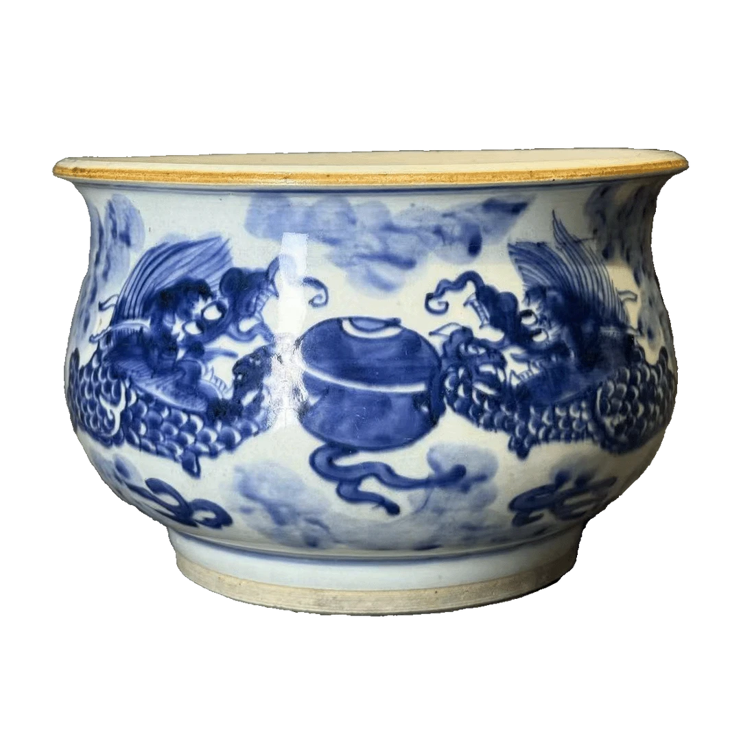 25153920t青花云龙三现纹罗汉炉