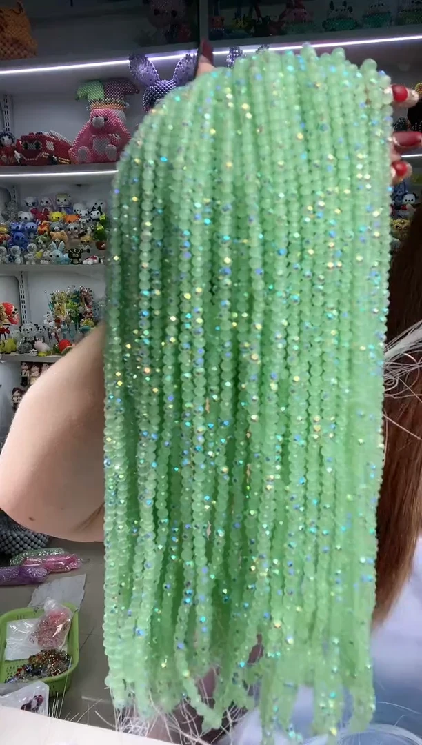 玻璃0950卡4扁水晶10条进口彩果绿玉