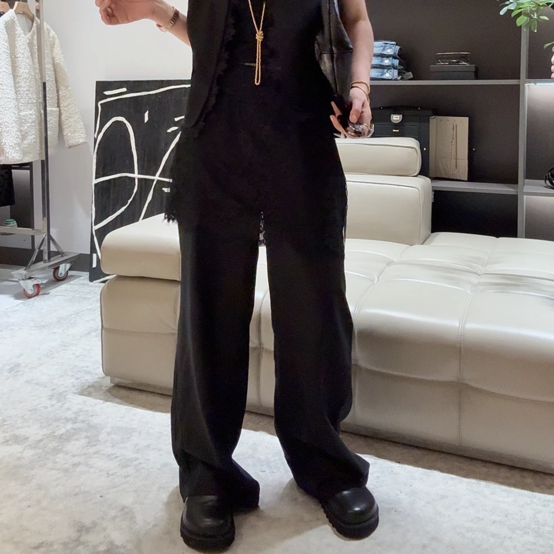 FANYE 2025夏季新款设计感百搭休闲蕾丝阔腿裤25167