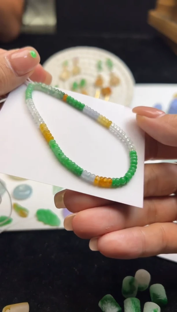 未镶嵌定制翡翠多彩手串/2000+200-wpj163
