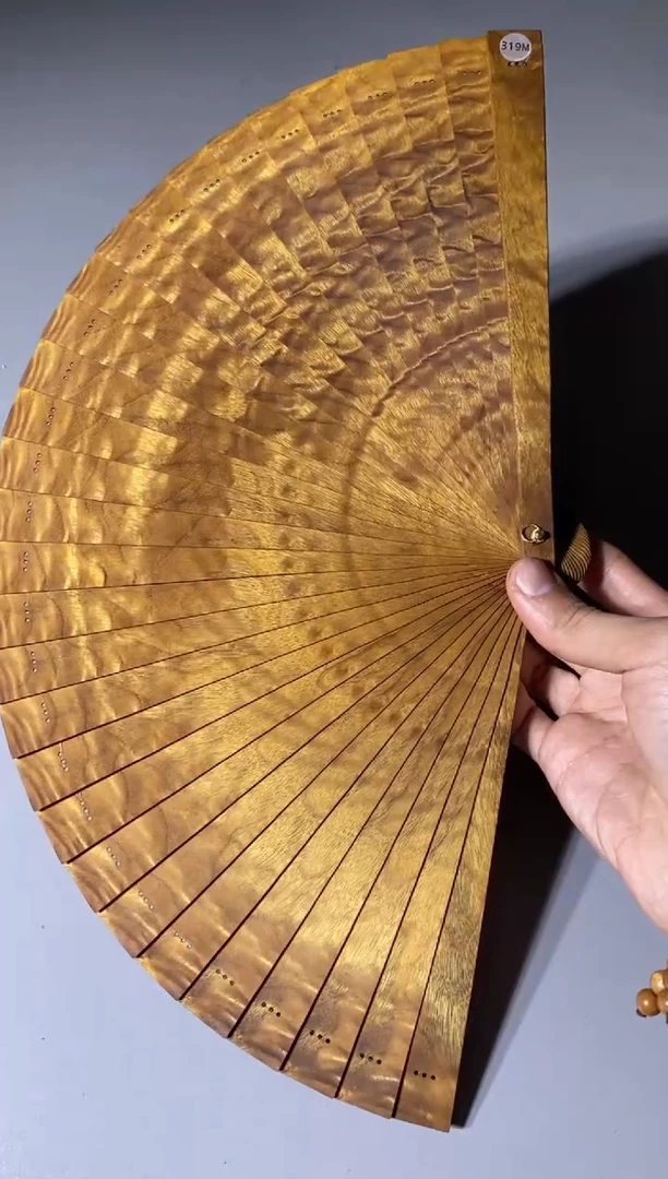 【闪购商品】金丝楠木雕319号21cm精品金丝楠木扇子