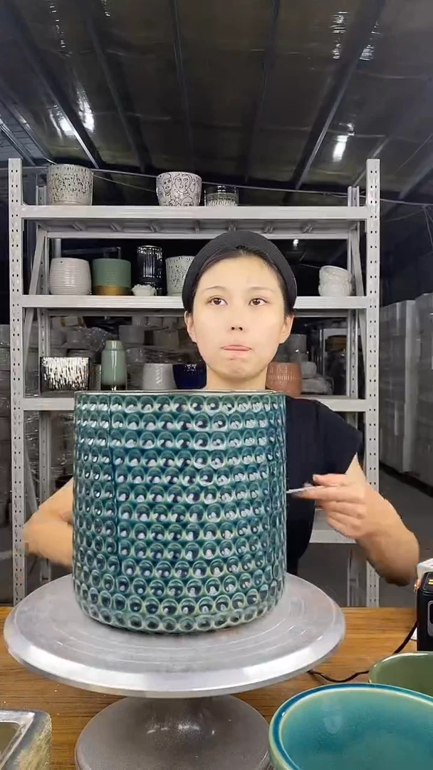 默认打孔陶瓷花盆宽高20-20