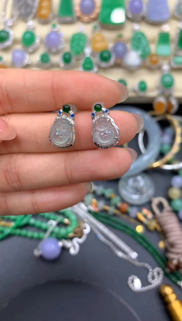 【闪购商品】翡翠耳饰18K金镶嵌323-中国好珍宝