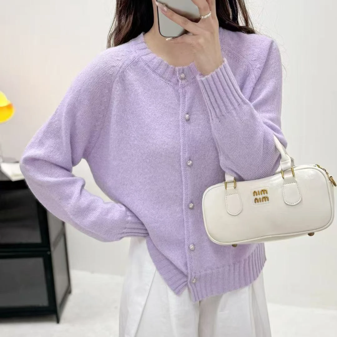 春上新！【风信紫】纯色气质小香风百搭女士针织开衫 UM-U89S4