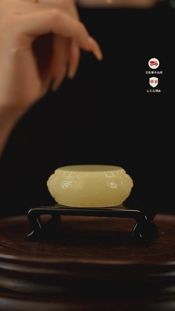 云南石竹叶青雕刻：一鼓貔貅摆件手把件镇尺