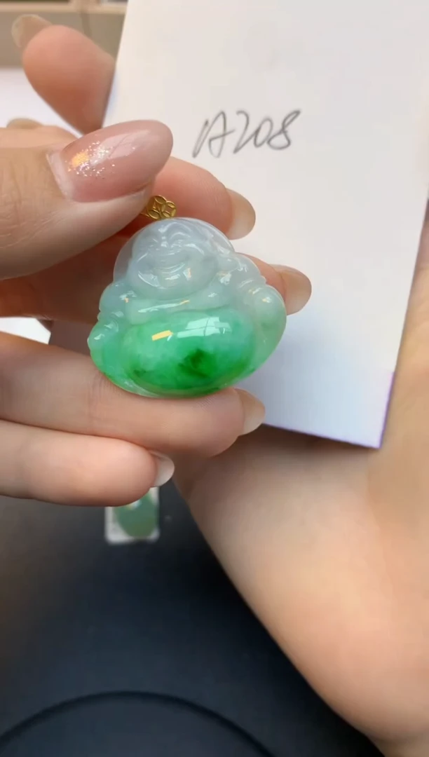 颈饰18K金镶嵌翡翠天然A货缅甸翡翠百元以上9元证书费自理