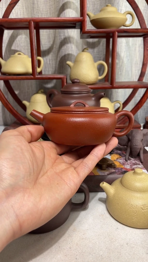 【闪购商品】紫砂茶壶朱泥大红袍手工泥大彬诗意