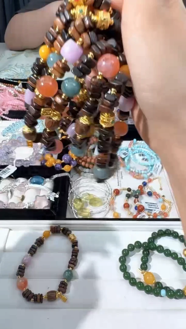 水晶手链未镶嵌A026木头盘珠多宝设计款