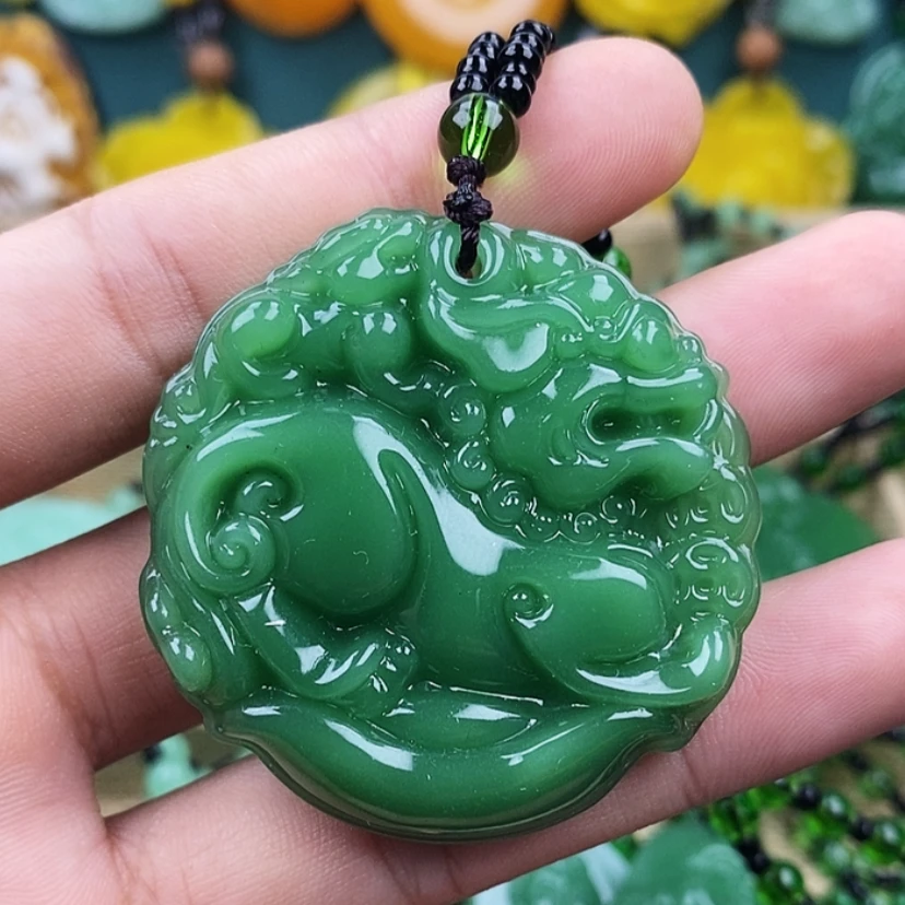 深绿双面貔貅.手工男女同款双面时尚经典百搭精美吊坠