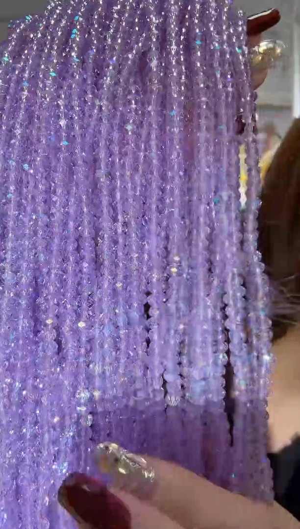 玻璃0843卡4水晶扁10条微光彩仙女紫