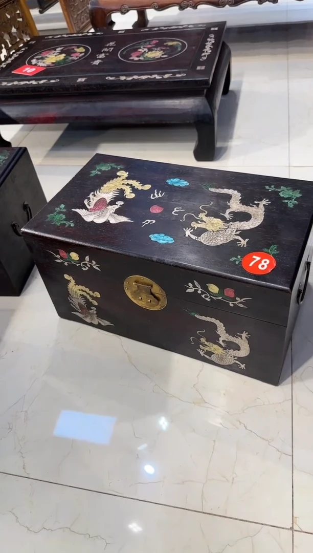 【闪购商品】木木艺邵氏紫檀龙凤呈祥翻盖箱350.888