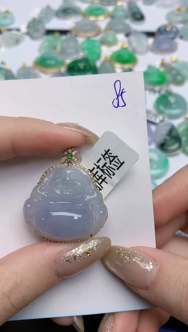 【闪购商品】翡翠颈饰18K金镶嵌天然缅甸翡翠A货