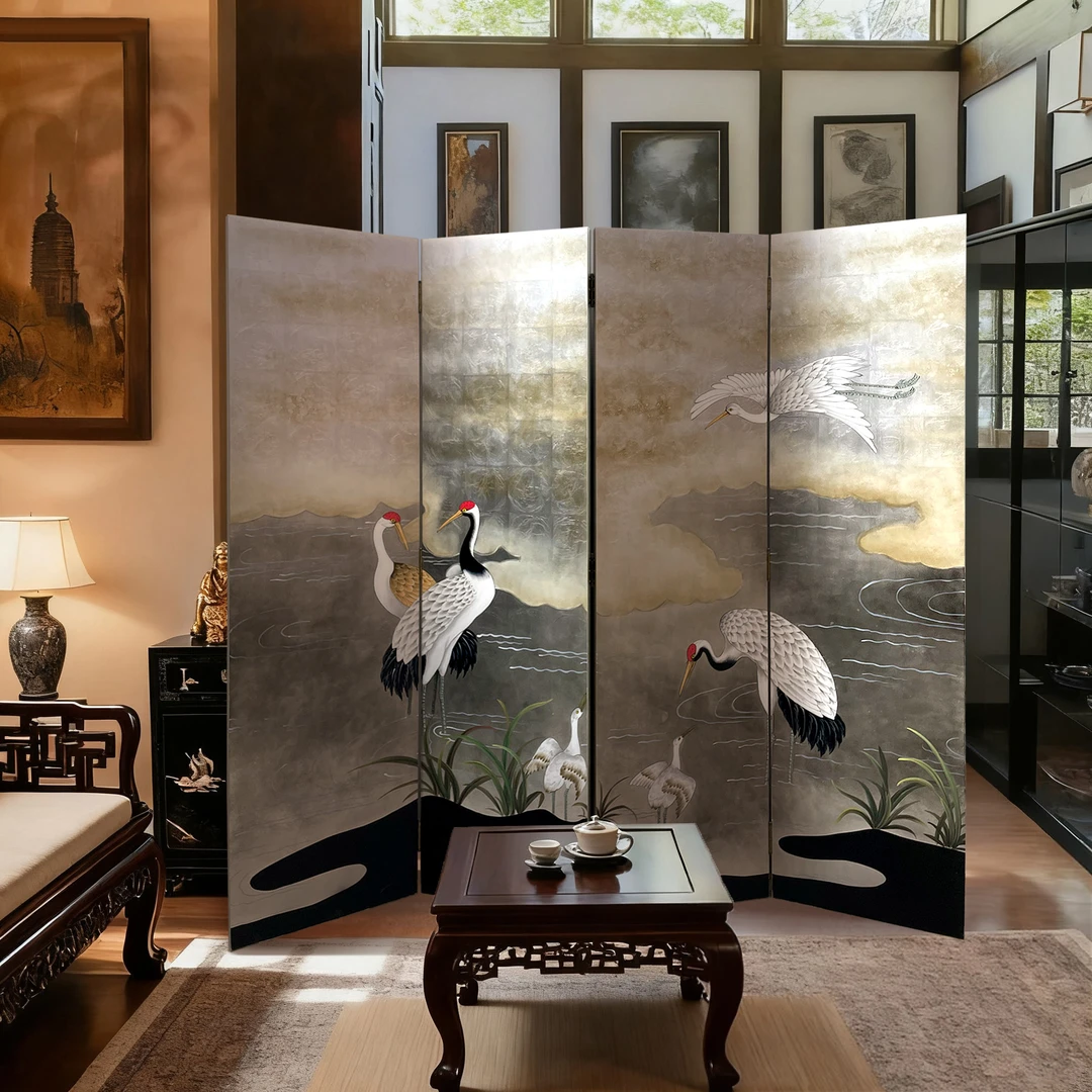 TS598鹤屏风190*50cm*4片